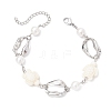 Synthetic Turquoise Tortoise & Shell Pearl & 304 Stainless Steel Oval Link Bracelets for Women BJEW-JB12173-01-2
