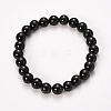 Natural Obsidian Beaded Stretch Bracelets X-BJEW-Q692-12-8mm-1