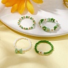 4Pcs 4 Style Glass Seed Beaded Stretch Finger Rings RJEW-JR00661-03-2