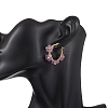 Flower Brass & Natural Amethyst Hoop Earrings EJEW-TA00781-02-4