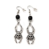 Halloween Alloy Skull Dangle Earrings LS-EJEW-K316-01C-AS-2