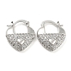 Heart Shape Brass Micro Pave Clear Cubic Zirconia Thick Hoop Earrings EJEW-Q785-02P-1