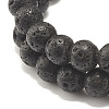 Natural Black Larvikite & Lava Rock & Wood Beads Stretch Bracelets Set BJEW-JB07499-7