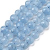 Natural Dyed Quartz Imitation Aquamarine Beads Strands G-C179-A01-02-2