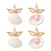 4Pcs Natural Clam Shell & Glass Angel Pendants PALLOY-MZ00717-02-S-1