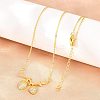 Brass Micro Pave Clear Cubic Zirconia 2 Acorn Pendant Necklaces NJEW-K311-02G-3