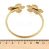 304 Stainless Steel Flower Cuff Bangles for Women BJEW-A154-02B-G-3