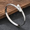 304 Stainless Steel Bangles with Plastic Imitation Pearl for Women BJEW-Z080-01P-1