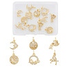 12Pcs 6 Style Brass Micro Pave Clear Cubic Zirconia Charms KK-FW0001-11-1