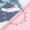 304 Stainless Steel Peace Sign Charm Anklets AJEW-AN00394-02-3