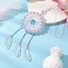 Acrylic Woven Net/Web with Feather Pendant Decorations HJEW-JM02352-04-4