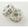 Silver Color Plated Brass Rhinestone Spacer Beads X-RSB034NF-01-1