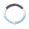 Flat Round Handmade Polymer Clay Heishi Beaded Stretch Bracelets BJEW-JB11802-02-2