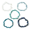 5Pcs 5 Styles Natural Quartz Crystal & Lapis Lazuli & Apatite & Aquamarine & Howlite Chip Beaded Stretch Bracelet Sets BJEW-JB10839-4