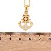 304 Stainless Steel Crystal Rhinestone Anchor Pendant Necklaces LS-NJEW-Z057-01B-G-5