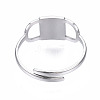 304 Stainless Steel Rectangle Open Cuff Ring RJEW-T023-86P-2