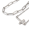 Tarnish Resistant 304 Stainless Steel Paperclip Chains & Cable Chain Bracelet Sets AJEW-U005-05A-P-3