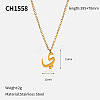 304 Stainless Steel Arabic Initial Letter Pendant Necklaces FS-WG7B6CA-08-2