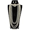 Flower Plastic Pearl Round Beaded Multilayer Necklaces & Dangle Earrings Sets FS-WG7C7AA-05-1