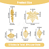 DICOSMETIC 40Pcs 5 Style Rack Plating 304 Stainless Steel Filigree Pendants STAS-DC0014-72-2