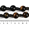 Natural Yellow Tiger Eye & Dyed Blue Tiger Eye(Dyed & Heated) 3-Hole Guru Beads Strands G-H064-E05-03A-5