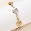 304 Stainless Steel Camellia Link Bracelets BJEW-A169-03GP-3