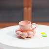 Miniature Spray Painted Alloy Mini Coffee Cup & Flower Saucer MIMO-PW0001-099A-01-1