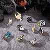 SUNNYCLUE 10Pcs 10 Style Gothic Skull & Snake & Mushroom & Butterfly & Moon Phase Enamel Pins JEWB-SC0001-21-4