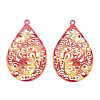 Spray Painted 430 Stainless Steel Filigree Big Pendants STAS-TAC0004-052G-3