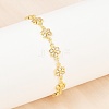 Clover Brass Micro Pave Clear Cubic Zirconia Link Chain Bracelets for Women BJEW-A090-03G-3