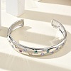 Brass Micro Pave Cubic Zirconia Cuff Bangles for Women BJEW-A172-03P-1