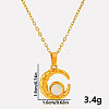 304 Stainless Steel Pave Natural White Shell Crescent Moon Pendant Necklaces ZQ6791-4-4