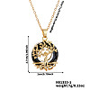 Elegant Brass & Glass Hollow Design Tree Pendant Necklaces WX2591-1-1