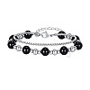 Stainless Steel & Natural Black Agate Beaded Bracelets PW-WGDF720-01-1