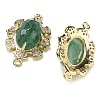 Natural Green Strawberry Quartz Faceted Oval Connector Charms G-G181-06G-02-2