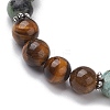 8mm Round Natural Tiger Eye & African Turquoise(Jasper) Beaded Stretch Bracelets for Women Men BJEW-JB10533-03-4