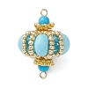 Dyed Synthetic Imperial Jasper & Handmade Glass Seed Beaded Rhombus Connector Charms PALLOY-MZ00960-02-1