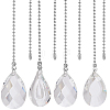 4Pcs 4 Styles Teardrop Glass Charms Ceiling Fan Pull Chain Extenders HJEW-SP0001-78-1