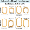 8 Pairs 4 Styles 304 Stainless Steel Huggie Hoop Earrings EJEW-SC0001-76G-2