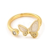 Butterfly Clear Cubic Zirconia Open Cuff Ring RJEW-U003-16G-2