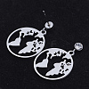 201 Stainless Steel Dangle Stud Earrings EJEW-T008-JN758-2