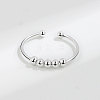 925 Sterling Silver Open Cuff Rings RJEW-P091-01A-S-4