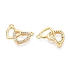 Brass Micro Pave Clear Cubic Zirconia Pendants KK-T073-22G-2