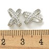 Letter X Rack Plating Brass Micro Pave Cubic Zirconia Europen Beads KK-K386-15P-3