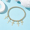 Brass Round Beaded Stretch Bracelets BJEW-TA00467-2