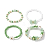 4Pcs 4 Style Glass Seed Beaded Stretch Finger Rings RJEW-JR00661-03-5