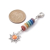 Sun Alloy & Cat Eye Pendant Decoration HJEW-JM01593-02-2