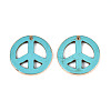 Dyed Synthetic Turquoise Peace Sign Big Pendants TURQ-T004-31B-1