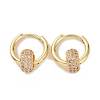 Cubic Zirconia Flat Round Beaded Hoop Earrings EJEW-P225-04G-02-1