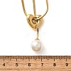 304 Stainless Steel Round Shell Pearl Pendant Lariat Necklaces for Women NJEW-U031-03G-4